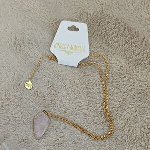 Kinsley Armelle Gold Necklace with Rose Quartz Pendant